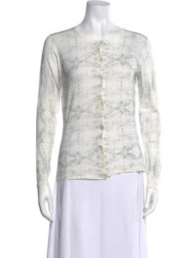 Pre-owned Tse Patterned Crew Neck Sweater In White