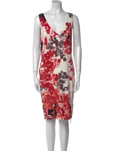 Pre-owned Tse Printed Knee-length Dress In White