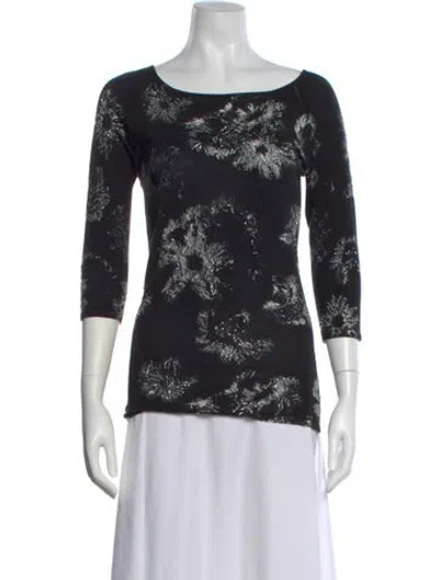 Pre-owned Tse Printed Scoop Neck Sweater In Black