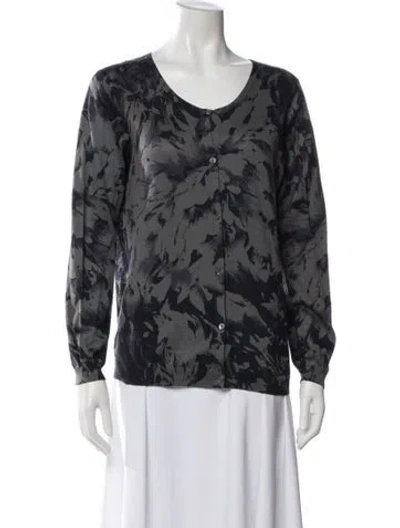 Pre-owned Tse Printed Scoop Neck Sweater In Blue