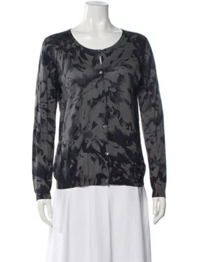 Pre-owned Tse Printed Scoop Neck Sweater In Gray