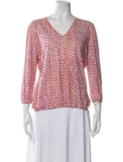 Pre-owned Tse Printed V-neck Sweater In Multicolor