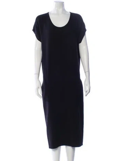 Pre-owned Tse Scoop Neck Midi Length Dress In Blue