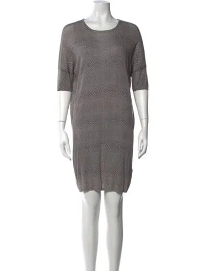 Pre-owned Tse Scoop Neck Mini Dress In Gray