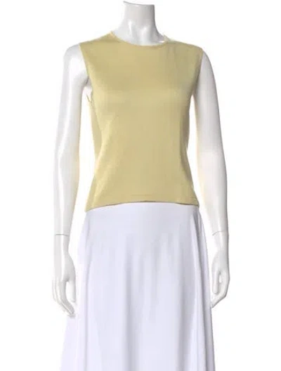 Pre-owned Tse Silk Crew Neck Sweater In Yellow