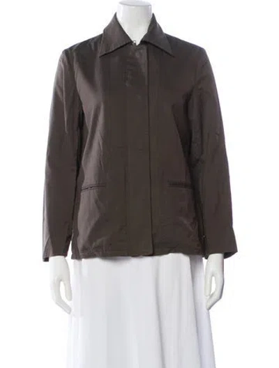 Pre-owned Tse Silk Utility Jacket In Brown