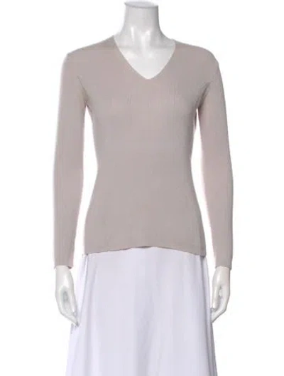 Pre-owned Tse Silk V-neck Sweater In Gray