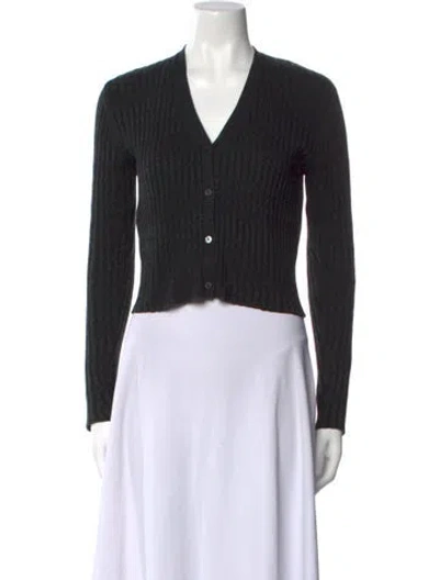 Pre-owned Tse Silk V-neck Sweater In Gray