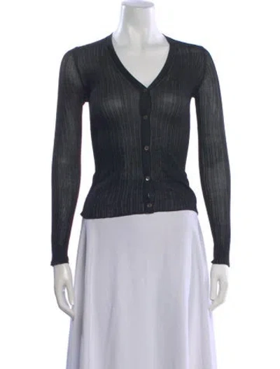 Pre-owned Tse Silk V-neck Sweater In Gray