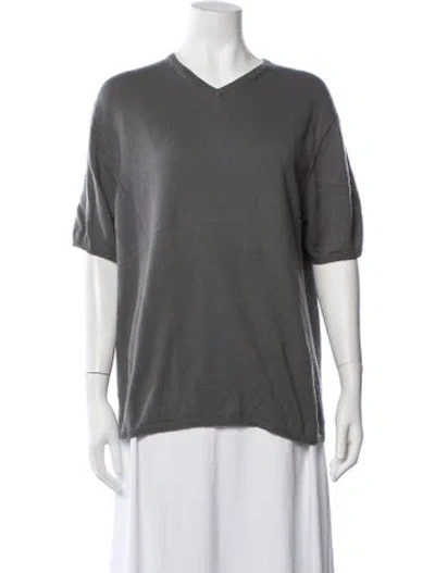 Pre-owned Tse Silk V-neck Sweater In Grey