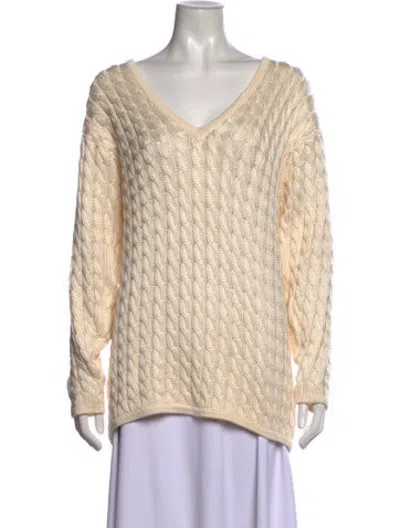 Pre-owned Tse Silk V-neck Sweater In Neutrals