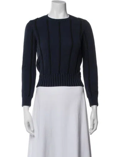 Pre-owned Tse Striped Crew Neck Sweater In Blue