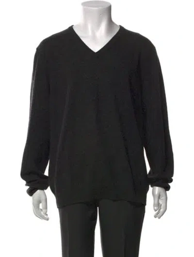 Pre-owned Tse V-neck Long Sleeve Pullover In Black
