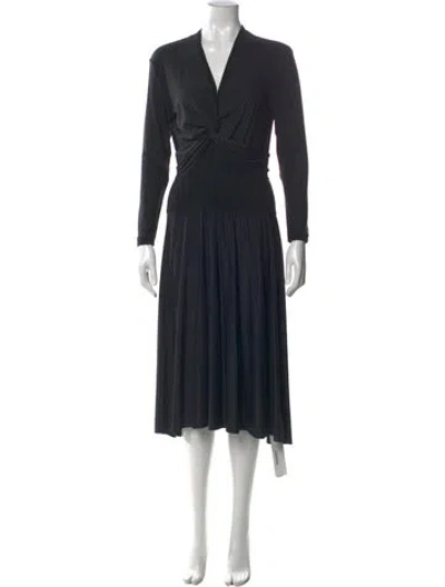 Pre-owned Tse V-neck Midi Length Dress In Black