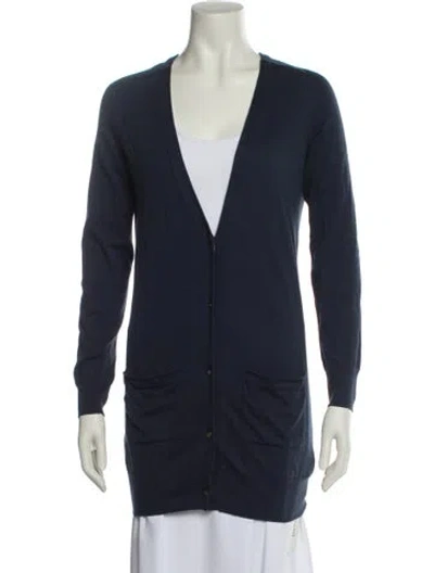 Pre-owned Tse V-neck Sweater In Blue