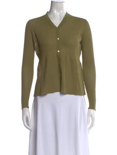 Pre-owned Tse V-neck Sweater In Green