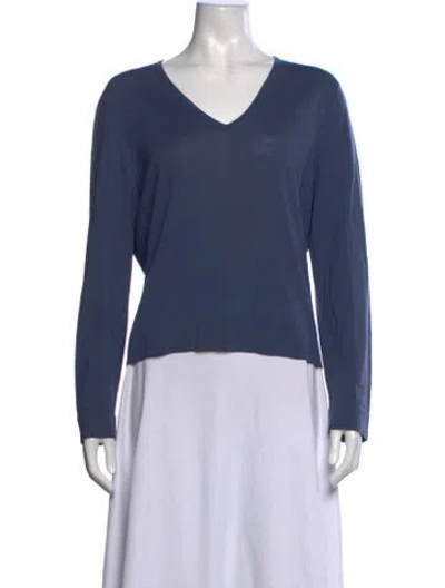 Pre-owned Tse Wool V-neck Sweater In Blue