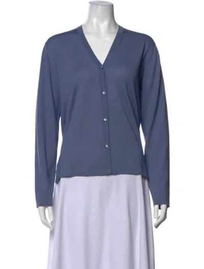 Pre-owned Tse Wool V-neck Sweater In Blue
