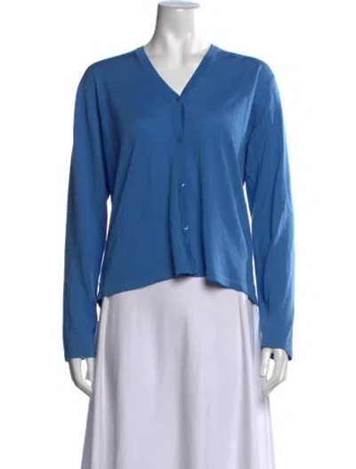 Pre-owned Tse Wool V-neck Sweater In Blue