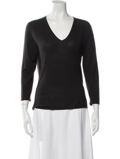 Pre-owned Tse Wool V-neck Sweater In Brown