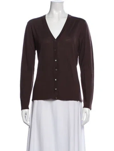 Pre-owned Tse Wool V-neck Sweater In Brown