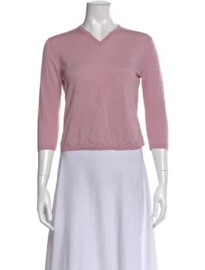 Pre-owned Tse Wool V-neck Sweater In Pink