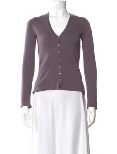 Pre-owned Tse Wool V-neck Sweater In Purple