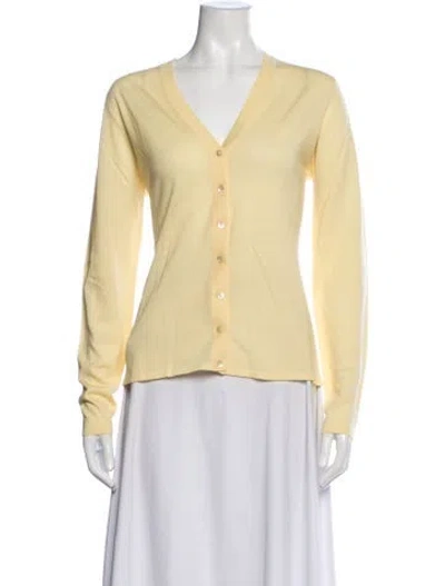 Pre-owned Tse Wool V-neck Sweater In Yellow