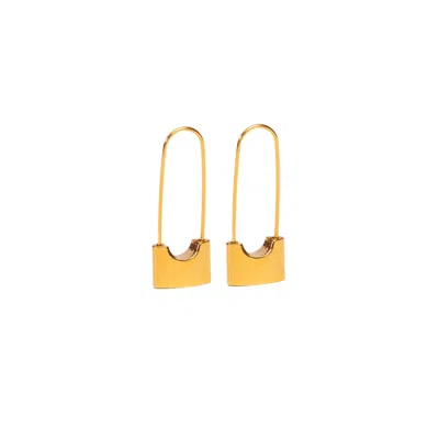 Tseatjewelry Women's Gold Lock Earrings