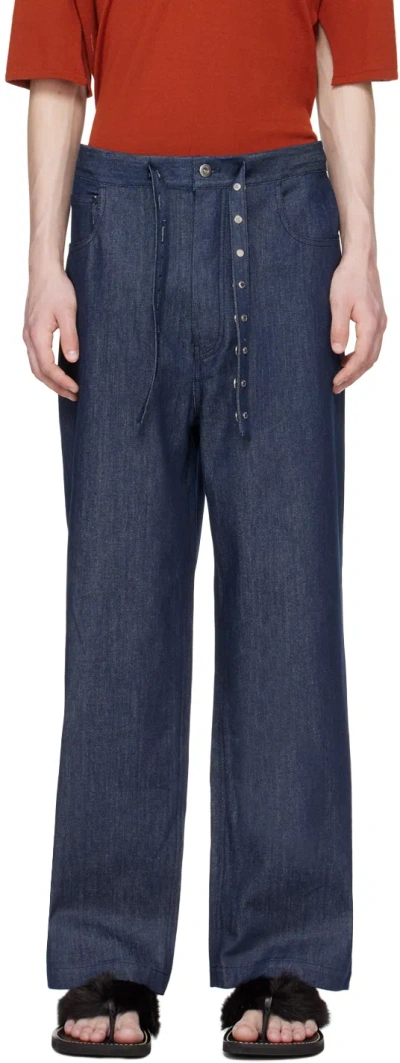T/sehne Navy Wide-leg Jeans In Indigo Denim