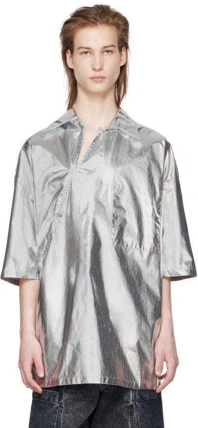 T/sehne Silver Asymmetric Slash Shirt