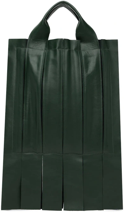 T/sehne Ssense Exclusive Green Accordion Tote In Forest Green