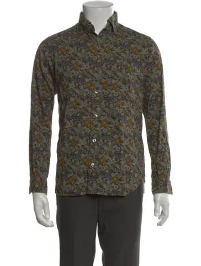Pre-owned Ts(s) Floral Print Long Sleeve Shirt In Green