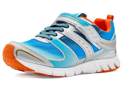 Tsukihoshi Velocity (little Kid/big Kid) Boys Shoes Silver/aqua : 5 Big Kid M, Faux Leather/synthetic In Multi
