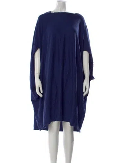 Pre-owned Tsumori Chisato Bateau Neckline Midi Length Dress In Blue