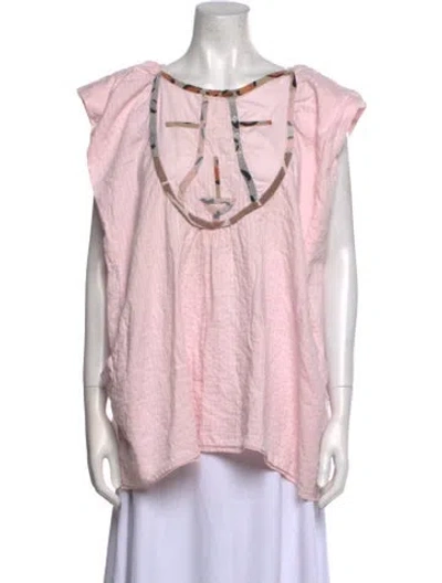 Pre-owned Tsumori Chisato Bateau Neckline Short Sleeve Blouse In Pink