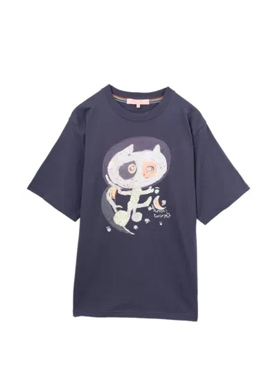 Tsumori Chisato Glitter-print Cotton T-shirt In Blue