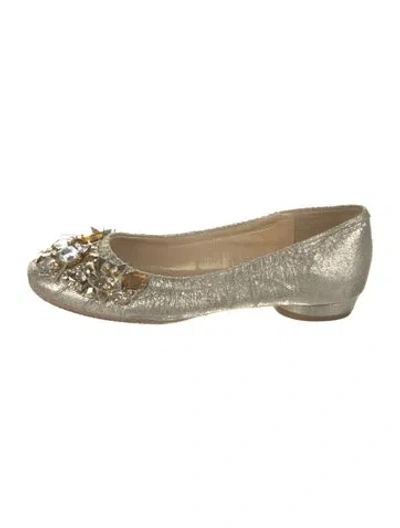 Pre-owned Tsumori Chisato Leather Ballet Flats In Gold