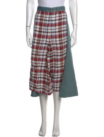 Pre-owned Tsumori Chisato Plaid Print Wide Leg Pants In Multicolor