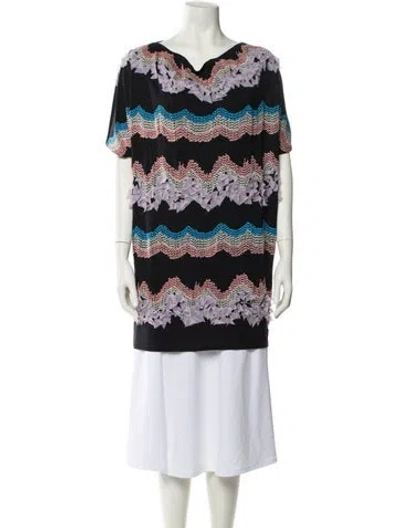 Pre-owned Tsumori Chisato Printed Cowl Neck Tunic In Black