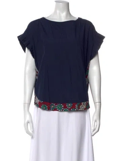 Pre-owned Tsumori Chisato Printed Crew Neck Top In Blue