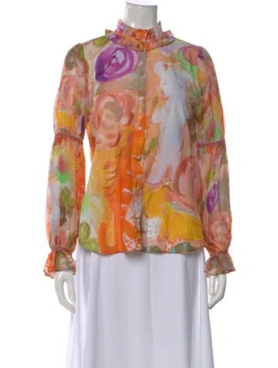 Pre-owned Tsumori Chisato Printed Long Sleeve Blouse In Orange