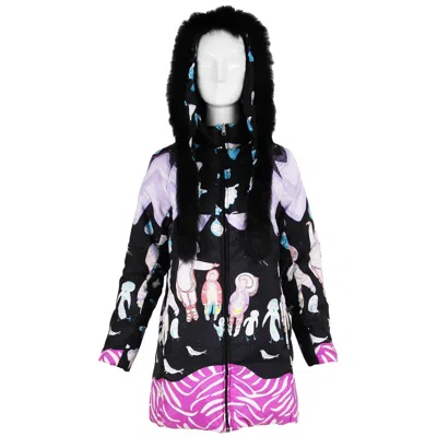 Pre-owned Tsumori Chisato Reversible Eskimo-themed Down Jacket W/fur-trimmed Hood In Black
