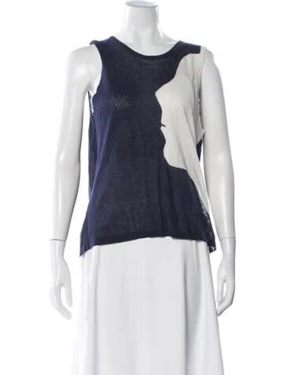 Pre-owned Tsumori Chisato Silk Graphic Print Top In Blue
