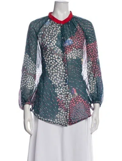 Pre-owned Tsumori Chisato Silk Printed Blouse In Blue