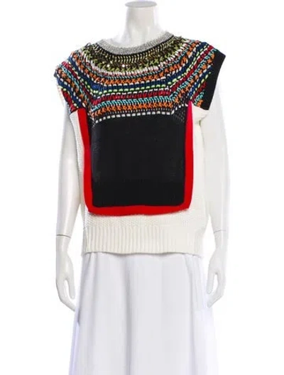 Pre-owned Tsumori Chisato Striped Bateau Neckline Sweater In White