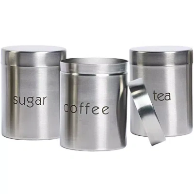 Ttu Basic Essentials Basic Essentials 3-pc. Stainless Steel Canister Set In Silver