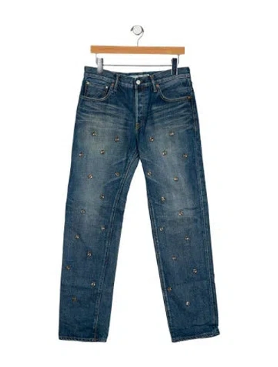 Pre-owned Tu Es Mon Tresor Mid-rise Straight Leg Jeans In Blue