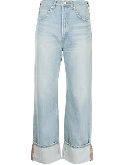 Tu Es Mon Tresor The Carnelian Wide Leg Jeans In 蓝色