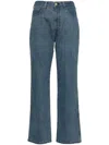 Tu Es Mon Tresor Cotton Tapered Jeans In Blue